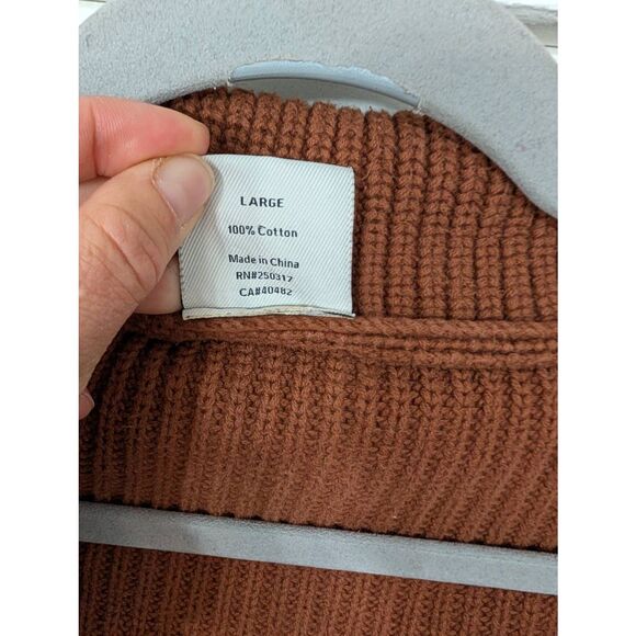 Varley Mentone Half-Zip Knit Pullover Sweater women's large brown ribbed knit‎ - Picture 5 of 9